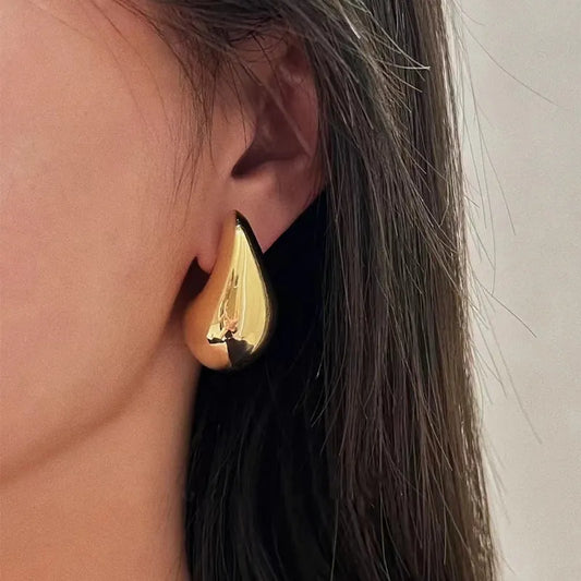 Golden Water Drop Earring